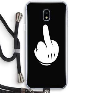 CaseCompany Middle finger black: Samsung Galaxy J3 (2017) Transparant Hoesje met koord