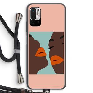 CaseCompany Orange lips: Xiaomi Redmi Note 10 5G Transparant Hoesje met koord