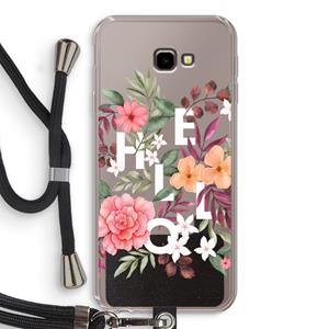 CaseCompany Hello in flowers: Samsung Galaxy J4 Plus Transparant Hoesje met koord