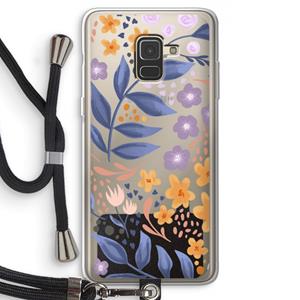 CaseCompany Flowers with blue leaves: Samsung Galaxy A8 (2018) Transparant Hoesje met koord