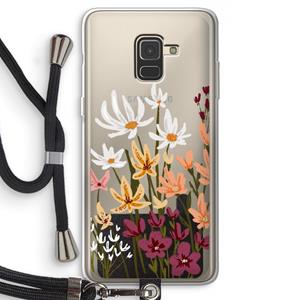 CaseCompany Painted wildflowers: Samsung Galaxy A8 (2018) Transparant Hoesje met koord