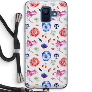 CaseCompany Bloemetjes: Samsung Galaxy A6 (2018) Transparant Hoesje met koord