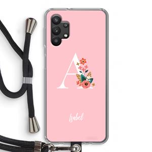 CaseCompany Pink Bouquet: Samsung Galaxy A32 5G Transparant Hoesje met koord