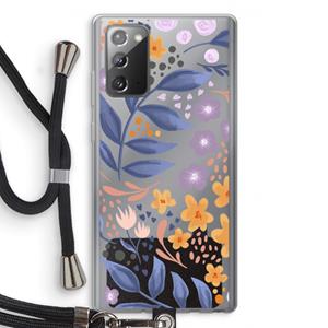 CaseCompany Flowers with blue leaves: Samsung Galaxy Note 20 / Note 20 5G Transparant Hoesje met koord