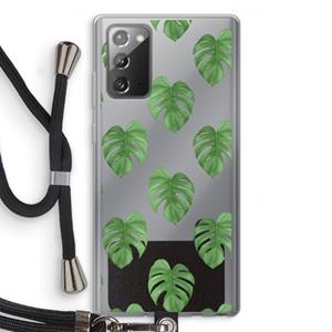 CaseCompany Monstera leaves: Samsung Galaxy Note 20 / Note 20 5G Transparant Hoesje met koord