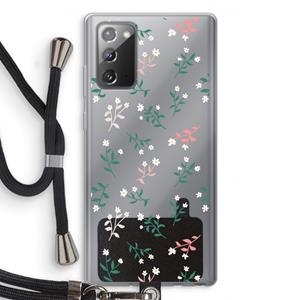 CaseCompany Small white flowers: Samsung Galaxy Note 20 / Note 20 5G Transparant Hoesje met koord
