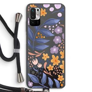 CaseCompany Flowers with blue leaves: Xiaomi Redmi Note 10 5G Transparant Hoesje met koord
