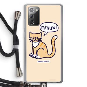 CaseCompany Miauw: Samsung Galaxy Note 20 / Note 20 5G Transparant Hoesje met koord