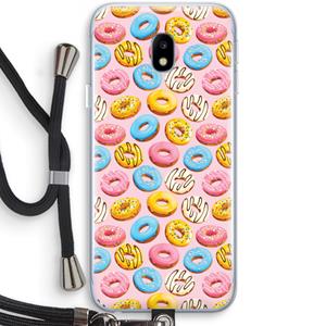 CaseCompany Pink donuts: Samsung Galaxy J3 (2017) Transparant Hoesje met koord