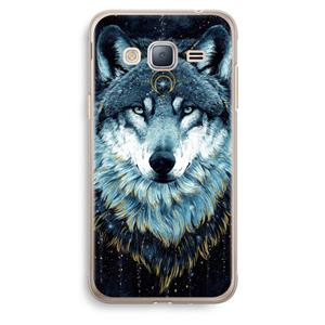 CaseCompany Darkness Wolf: Samsung Galaxy J3 (2016) Transparant Hoesje