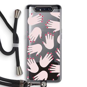 CaseCompany Hands pink: Samsung Galaxy A80 Transparant Hoesje met koord