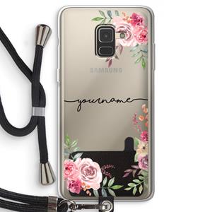 CaseCompany Rozen: Samsung Galaxy A8 (2018) Transparant Hoesje met koord
