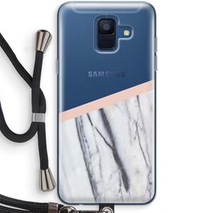 CaseCompany A touch of peach: Samsung Galaxy A6 (2018) Transparant Hoesje met koord