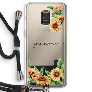 CaseCompany Zonnebloemen: Samsung Galaxy A8 (2018) Transparant Hoesje met koord