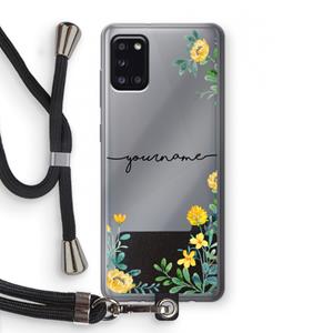 CaseCompany Gele bloemen: Samsung Galaxy A31 Transparant Hoesje met koord
