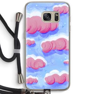 CaseCompany Roze wolken met vogels: Samsung Galaxy S7 Transparant Hoesje met koord