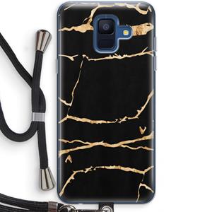 CaseCompany Gouden marmer: Samsung Galaxy A6 (2018) Transparant Hoesje met koord