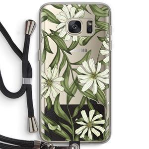 CaseCompany Wit bloemenpatroon: Samsung Galaxy S7 Transparant Hoesje met koord