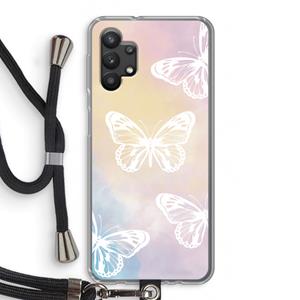 CaseCompany White butterfly: Samsung Galaxy A32 5G Transparant Hoesje met koord