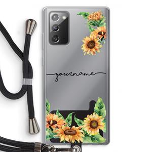 CaseCompany Zonnebloemen: Samsung Galaxy Note 20 / Note 20 5G Transparant Hoesje met koord