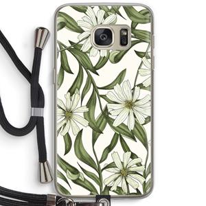 CaseCompany Wit bloemenpatroon: Samsung Galaxy S7 Transparant Hoesje met koord