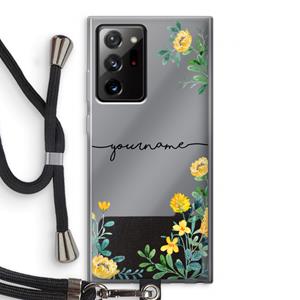 CaseCompany Gele bloemen: Samsung Galaxy Note 20 Ultra / Note 20 Ultra 5G Transparant Hoesje met koord