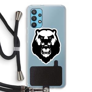 CaseCompany Angry Bear (white): Samsung Galaxy A32 4G Transparant Hoesje met koord