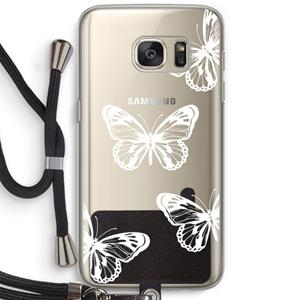 CaseCompany White butterfly: Samsung Galaxy S7 Transparant Hoesje met koord