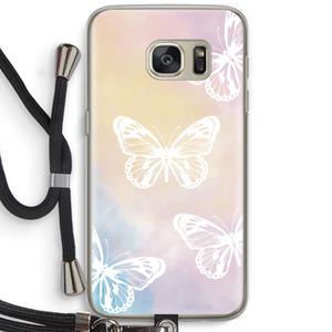 CaseCompany White butterfly: Samsung Galaxy S7 Transparant Hoesje met koord