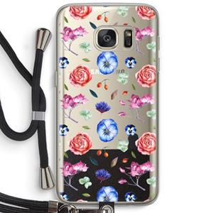 CaseCompany Bloemetjes: Samsung Galaxy S7 Transparant Hoesje met koord
