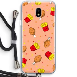 CaseCompany Chicken 'n Fries: Samsung Galaxy J3 (2017) Transparant Hoesje met koord