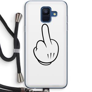 CaseCompany Middle finger white: Samsung Galaxy A6 (2018) Transparant Hoesje met koord