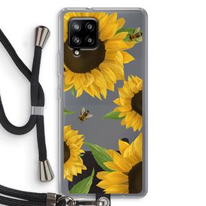 CaseCompany Sunflower and bees: Samsung Galaxy A42 5G Transparant Hoesje met koord
