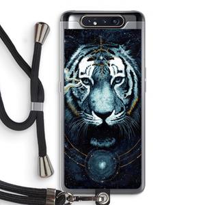 CaseCompany Darkness Tiger: Samsung Galaxy A80 Transparant Hoesje met koord