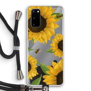 CaseCompany Sunflower and bees: Samsung Galaxy S20 Transparant Hoesje met koord