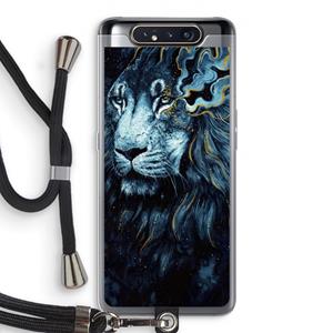 CaseCompany Darkness Lion: Samsung Galaxy A80 Transparant Hoesje met koord