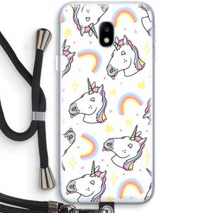 CaseCompany Rainbow Unicorn: Samsung Galaxy J3 (2017) Transparant Hoesje met koord