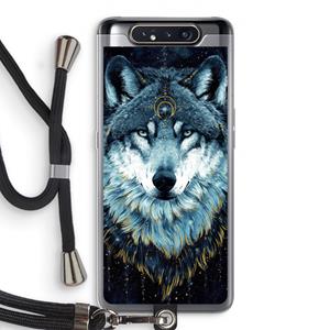CaseCompany Darkness Wolf: Samsung Galaxy A80 Transparant Hoesje met koord