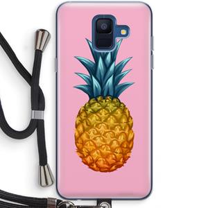 CaseCompany Grote ananas: Samsung Galaxy A6 (2018) Transparant Hoesje met koord