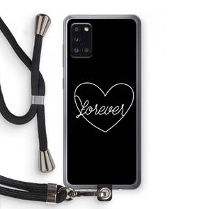 CaseCompany Forever heart black: Samsung Galaxy A31 Transparant Hoesje met koord
