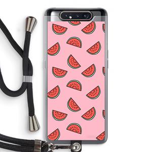 CaseCompany Watermeloen: Samsung Galaxy A80 Transparant Hoesje met koord