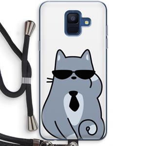 CaseCompany Cool cat: Samsung Galaxy A6 (2018) Transparant Hoesje met koord