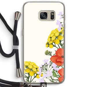CaseCompany Wilde bloemen: Samsung Galaxy S7 Transparant Hoesje met koord