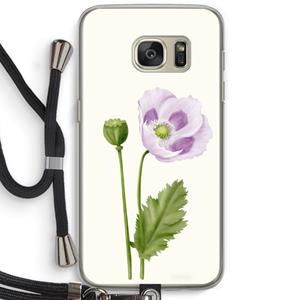CaseCompany Purple poppy: Samsung Galaxy S7 Transparant Hoesje met koord