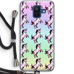 CaseCompany Musketon Unicorn: Samsung Galaxy A6 (2018) Transparant Hoesje met koord