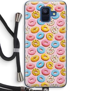 CaseCompany Pink donuts: Samsung Galaxy A6 (2018) Transparant Hoesje met koord