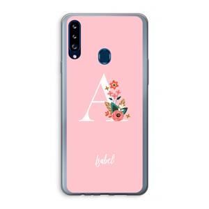 CaseCompany Pink Bouquet: Samsung Galaxy A20s Transparant Hoesje
