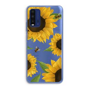 CaseCompany Sunflower and bees: Xiaomi Redmi 9T Transparant Hoesje