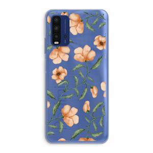 CaseCompany Peachy flowers: Xiaomi Redmi 9T Transparant Hoesje