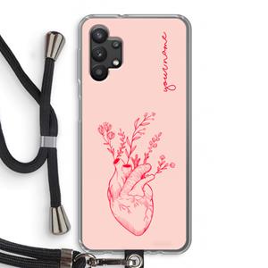 CaseCompany Blooming Heart: Samsung Galaxy A32 5G Transparant Hoesje met koord
